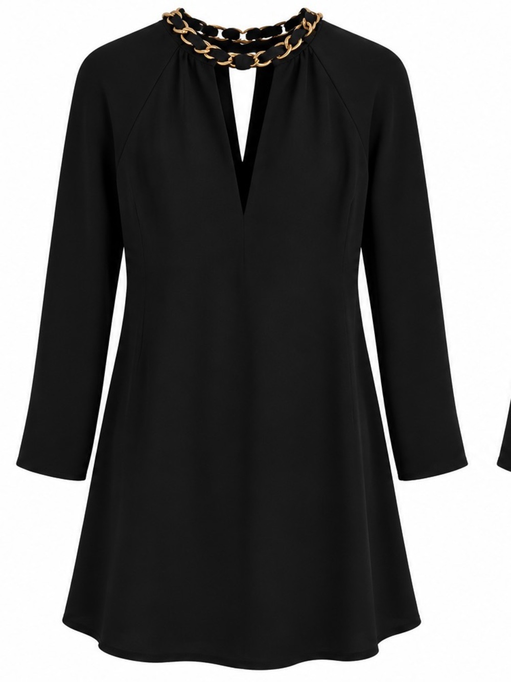 Zimmermann Black Mini Dress with Gold Chain Neckline, size 0